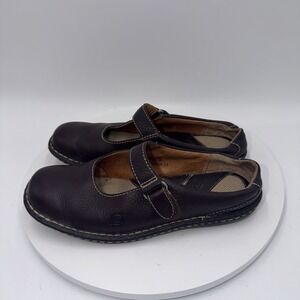 Born Womens Mary Jane Shoes Brown Leather Comfort Slip On Flats Size 7/38